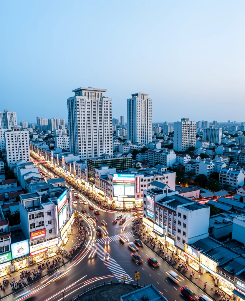 Hanoi business district at twilight